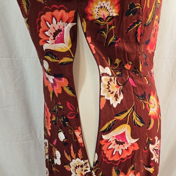 Old Navy Burgundy Maroon Floral A Line Bell Sleeve Dress Romantic Colorful - Picture 5 of 8